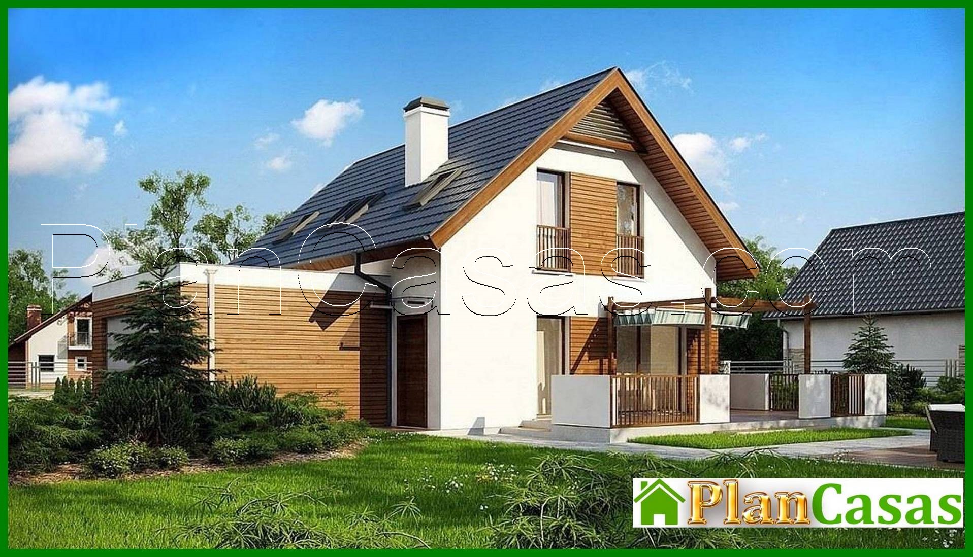 Visualization gallery - The project of a classic two-story cottage with a garage for two cars with an area of ​​more than 150 m²