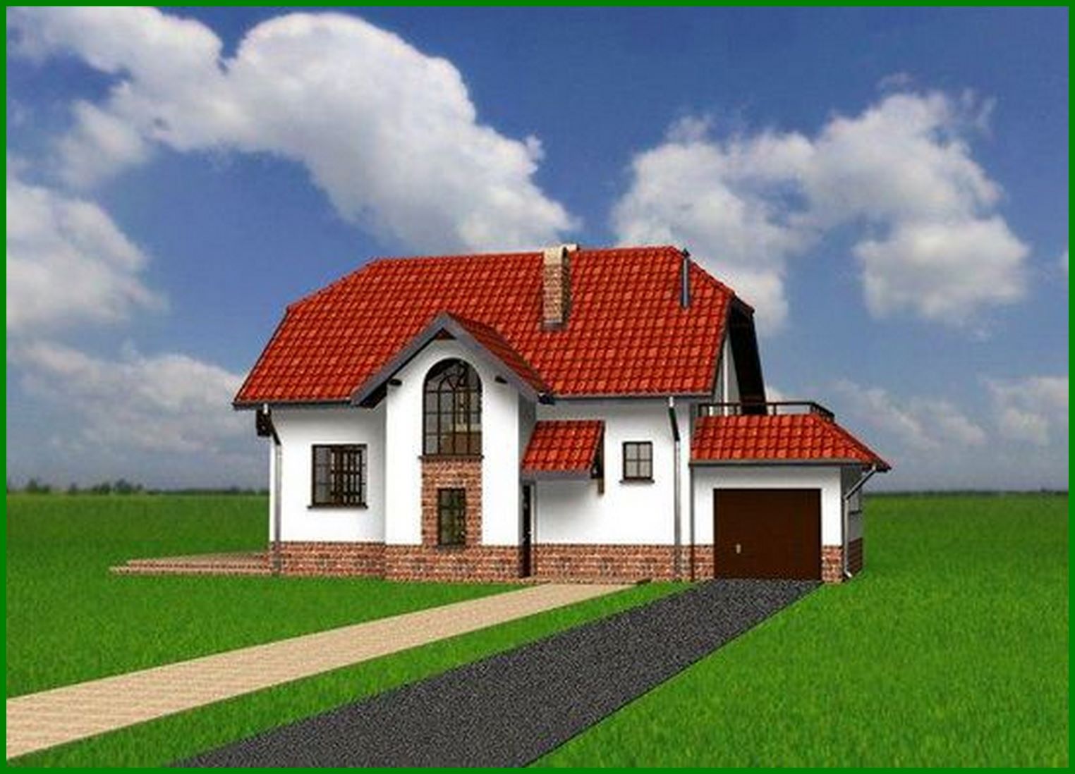 Visualization gallery - A project of an interesting attic house with an attached garage